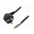 W-98206; Cable; SCHUKO plug,CEE 7/7 (E/F) plug angled,wires; 1.8m; black; PLASTROL