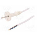 W-98335; Cable; CEE 7/17 (C) plug,wires; 1.5m; white; PVC; 2x1mm2; 16A; 250V; PLASTROL