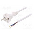 W-98339; Cable; CEE 7/17 (C) plug,wires; 3m; white; PVC; 2x1mm2; 16A; 250V; PLASTROL