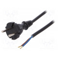 W-98344; Cable; CEE 7/17 (C) plug,wires; 5m; black; PVC; 2x1mm2; 16A; 250V; PLASTROL