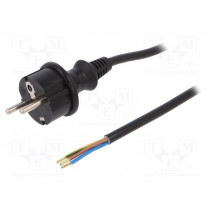 W-98370; Cable; SCHUKO plug,CEE 7/7 (E/F) plug,wires; 1.5m; black; PVC; PLASTROL