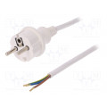 W-98371; Cable; SCHUKO plug,CEE 7/7 (E/F) plug,wires; 2m; white; PVC; 16A; PLASTROL