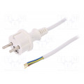 W-98373; Cable; SCHUKO plug,CEE 7/7 (E/F) plug,wires; 3m; white; PVC; 16A; PLASTROL
