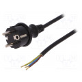 W-98374; Cable; SCHUKO plug,CEE 7/7 (E/F) plug,wires; 3m; black; PVC; 16A; PLASTROL