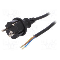 W-98376; Cable; SCHUKO plug,CEE 7/7 (E/F) plug,wires; 4m; black; PVC; 16A; PLASTROL