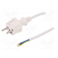W-98377; Cable; SCHUKO plug,CEE 7/7 (E/F) plug,wires; 5m; white; PVC; 16A; PLASTROL