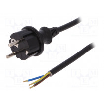 W-98380; Cable; SCHUKO plug,CEE 7/7 (E/F) plug,wires; 1.5m; black; PVC; PLASTROL