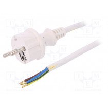 W-98381; Cable; SCHUKO plug,CEE 7/7 (E/F) plug,wires; 2m; white; PVC; 16A; PLASTROL