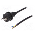 W-98382; Cable; SCHUKO plug,CEE 7/7 (E/F) plug,wires; 2m; black; PVC; 16A; PLASTROL