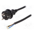W-98384; Cable; SCHUKO plug,CEE 7/7 (E/F) plug,wires; 3m; black; PVC; 16A; PLASTROL