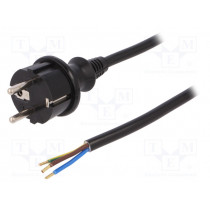 W-98384; Cable; SCHUKO plug,CEE 7/7 (E/F) plug,wires; 3m; black; PVC; 16A; PLASTROL