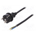 W-98386; Cable; SCHUKO plug,CEE 7/7 (E/F) plug,wires; 4m; black; PVC; 16A; PLASTROL