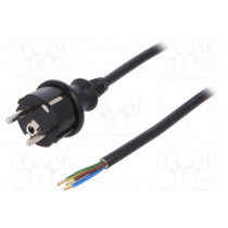 W-98386; Cable; SCHUKO plug,CEE 7/7 (E/F) plug,wires; 4m; black; PVC; 16A; PLASTROL