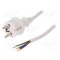 W-98387; Cable; SCHUKO plug,CEE 7/7 (E/F) plug,wires; 5m; white; PVC; 16A; PLASTROL