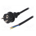 W-98388; Cable; SCHUKO plug,CEE 7/7 (E/F) plug,wires; 5m; black; PVC; 16A; PLASTROL