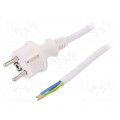 W-98389; Cable; SCHUKO plug,CEE 7/7 (E/F) plug,wires; 1.5m; white; PVC; PLASTROL