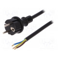 W-98392; Cable; SCHUKO plug,CEE 7/7 (E/F) plug,wires; 2m; black; PVC; 16A; PLASTROL