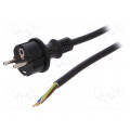 W-98393; Cable; SCHUKO plug,CEE 7/7 (E/F) plug,wires; 3m; black; PVC; 16A; PLASTROL