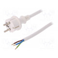 W-98394; Cable; SCHUKO plug,CEE 7/7 (E/F) plug,wires; 4m; white; PVC; 16A; PLASTROL