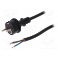 W-98395; Cable; SCHUKO plug,CEE 7/7 (E/F) plug,wires; 4m; black; PVC; 16A; PLASTROL