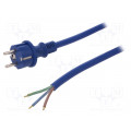W-98455; Cable; SCHUKO plug,CEE 7/7 (E/F) plug,wires; 4m; blue; rubber; PLASTROL