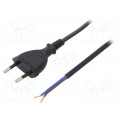 W-98464; Cable; CEE 7/16 (C) plug,wires; 1m; black; PVC; 2x0,75mm2; 2.5A; PLASTROL