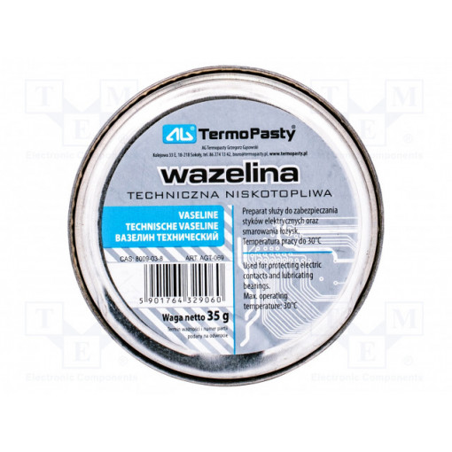 ART.AGT-069; Vaseline; white; paste; can; 35g; Features: acid-free; AG TERMOPASTY ART.AGT-069; Vaseline; white; paste; can; 35g; Features: acid-free; AG TERMOPASTY