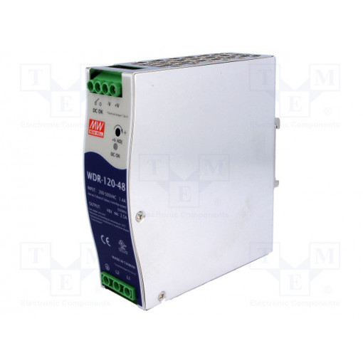 WDR-120-48; Power supply: switched-mode; 120W; 48VDC; 48÷58VDC; 2.5A; 650g; MEAN WELL WDR-120-48; Power supply: switched-mode; 120W; 48VDC; 48÷58VDC; 2.5A; 650g; MEAN WELL