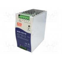 WDR-240-48; Power supply: switched-mode; 240W; 48VDC; 48÷55VDC; 5A; 180÷550VAC; MEAN WELL WDR-240-48; Power supply: switched-mode; 240W; 48VDC; 48÷55VDC; 5A; 180÷550VAC; MEAN WELL