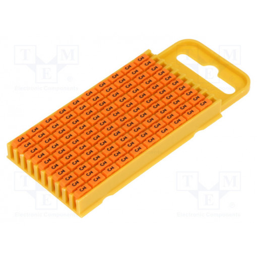 561-03633; Markers for cables and wires; Label symbol: 3; 4.3÷5.3mm; orange; HELLERMANNTYTON