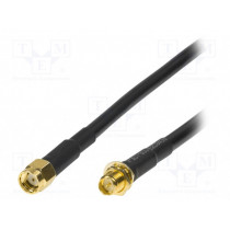 WL0101; Cable; 50Ω; 5m; SMA socket,SMA plug,reverse; shielded; black; LOGILINK