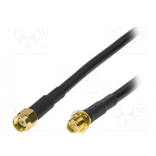 WL0101; Cable; 50Ω; 5m; SMA socket,SMA plug,reverse; shielded; black; LOGILINK