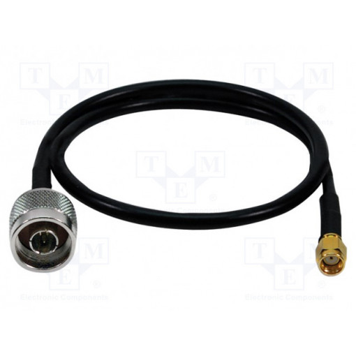 WL0104; Cable; 50Ω; 0.5m; N plug,SMA socket,reverse; shielded; black; LOGILINK