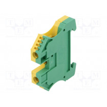 1010300000 WPE 10; Splice terminal: rail; 10mm2; ways: 1; terminals: 2; yellow-green; WEIDMÜLLER