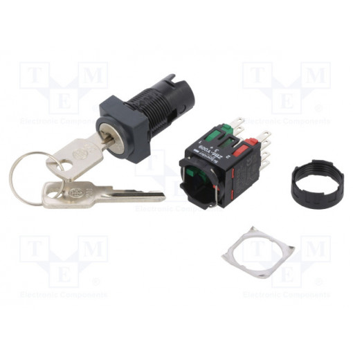 XB6CGC5B; Switch: rotary with key; Stabl.pos: 2; NC + NO; 16mm; black; none; SCHNEIDER ELECTRIC