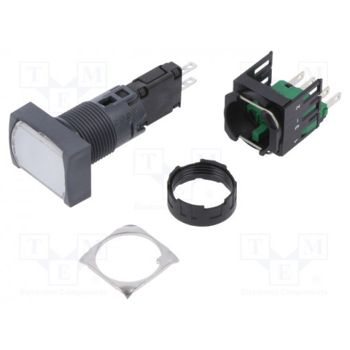 XB6DW1B1B; Switch: push-button; Stabl.pos: 1; NO; 16mm; white; LED; 12÷24VDC; SCHNEIDER ELECTRIC