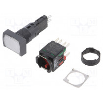 XB6DW1B5B; Switch: push-button; Stabl.pos: 1; NC + NO; 16mm; white; LED; Pos: 2; SCHNEIDER ELECTRIC