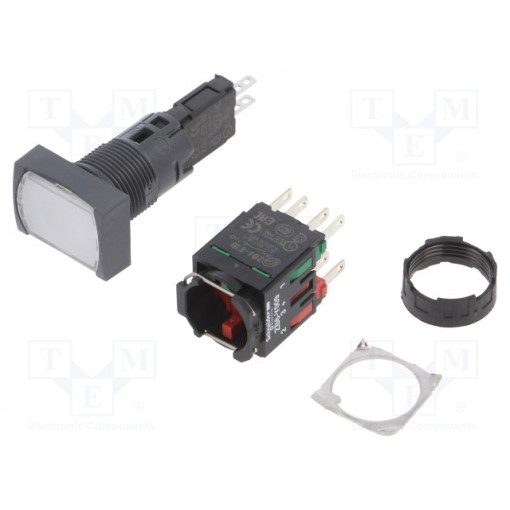 XB6DW1B5B; Switch: push-button; Stabl.pos: 1; NC + NO; 16mm; white; LED; Pos: 2; SCHNEIDER ELECTRIC