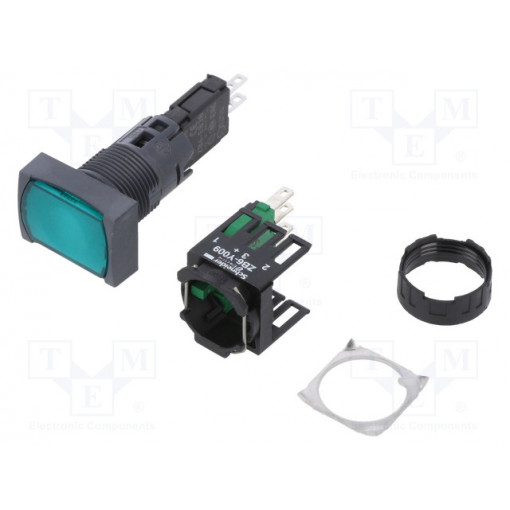 XB6DW3B1B; Switch: push-button; Stabl.pos: 1; NO; 16mm; green; LED; 12÷24VDC; SCHNEIDER ELECTRIC