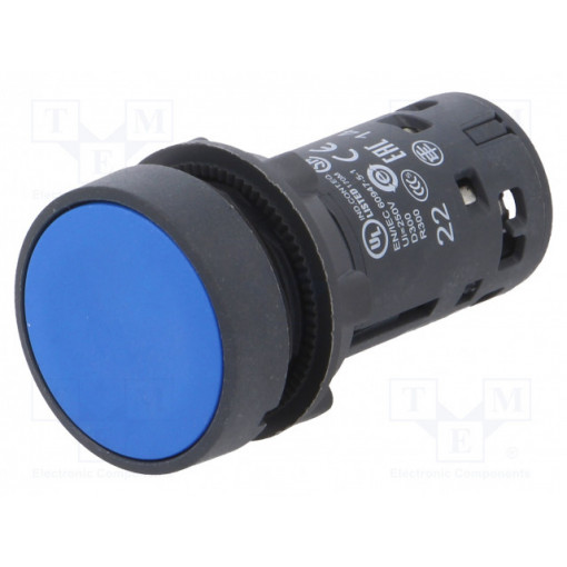 XB7NA65; Switch: push-button; Stabl.pos: 1; NC + NO; 0.3A/240VAC; 22mm; blue; SCHNEIDER ELECTRIC