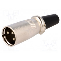 XLR-3W; Plug; XLR; male; PIN: 3; straight; for cable; NINIGI