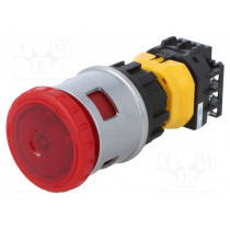 XN4E-LL412Q4MR; Switch: emergency stop; Stabl.pos: 2; NC x2 + NO; 30mm; red; IP65; IDEC