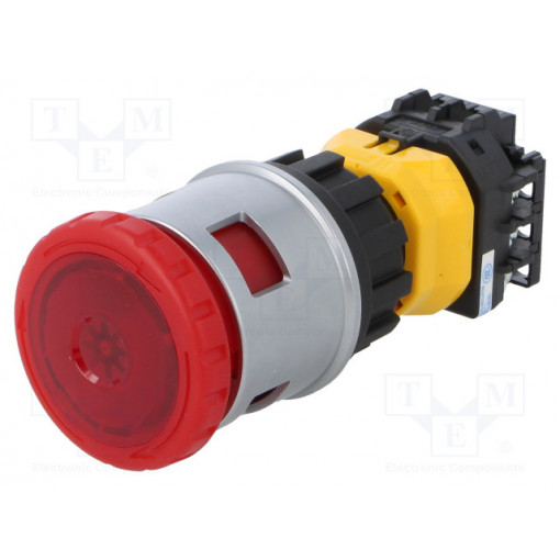 XN4E-LL412Q4MR; Switch: emergency stop; Stabl.pos: 2; NC x2 + NO; 30mm; red; IP65; IDEC