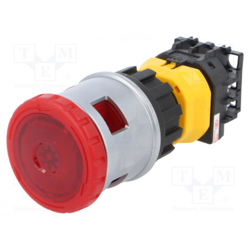 XN4E-TL412Q4MR; Switch: emergency stop; Stabl.pos: 2; NC x2 + NO; 30mm; red; IP65; IDEC