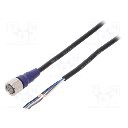 XS2F-LM12PVC4S2M; Connection lead; M12; PIN: 4; straight; 2m; plug; 0.8A; -10÷65°C; OMRON