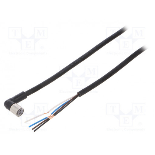 XS3F-M8PUR4A2M; Connection lead; M8; PIN: 4; angled; Len: 2m; plug; 1A; -10÷80°C; IP67; OMRON
