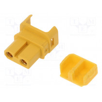 XT30ULW-F; Plug; DC supply; XT30; female; PIN: 2; for cable; soldered; 15A; 500V; AMASS