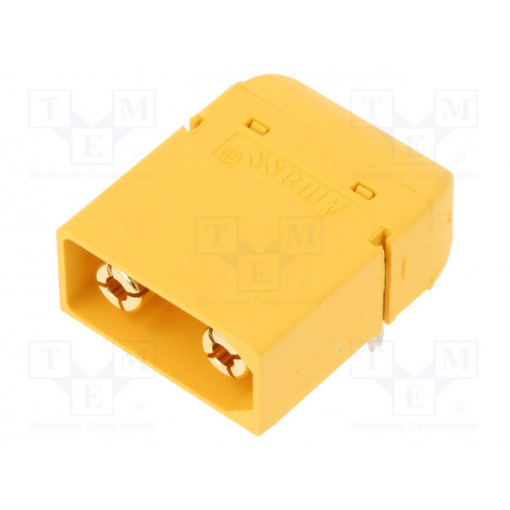 XT90PW-M; Socket; DC supply; XT90; male; PIN: 2; on PCBs; THT; Colour: yellow; AMASS