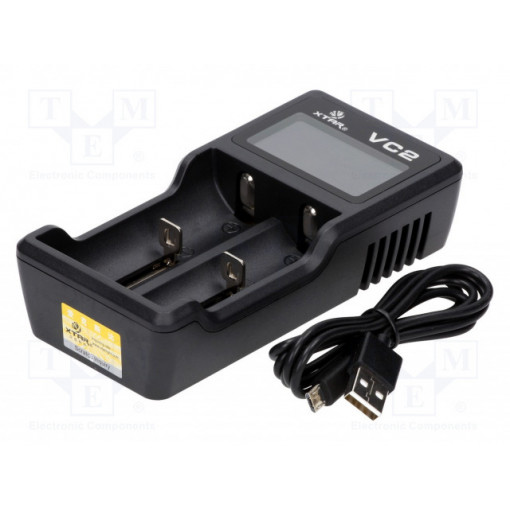 VC2; Charger: microprocessor-based; Li-Ion; 0.5A; Cells quantity: 2; XTAR