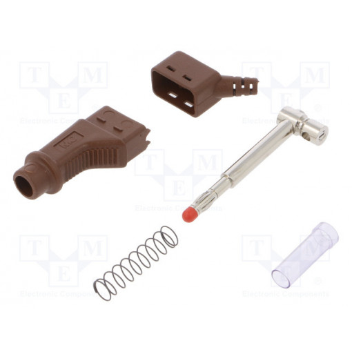 66.9328-27; Plug; 4mm banana; 32A; brown; 2.5mm2; Mounting: on cable; STÄUBLI